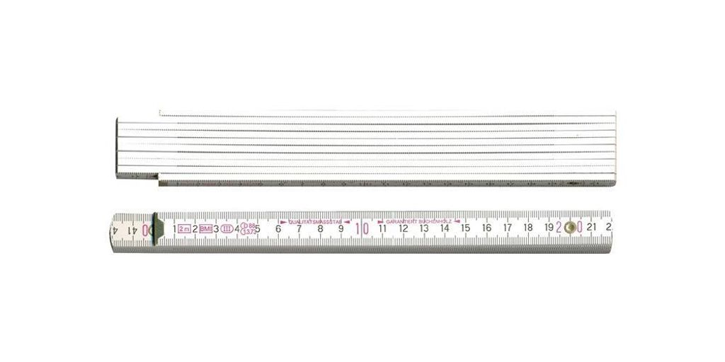 Gliedermaßstab L.2m B.16mm mm/cm EG III Buche weiß