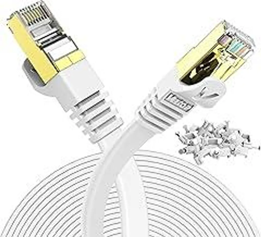 Cavo Rete Veetop Cat 7 10 Metri Piatto Bianco per Smart Home