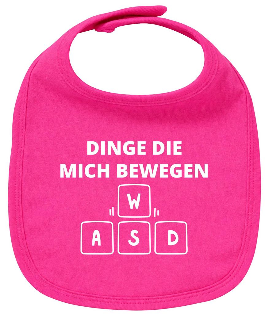 Huuraa Baby Lätzchen Dinge die mich bewegen Tastatur W A S D Cherry Pink Klettverschluss Baumwolle Latz Geschenkidee