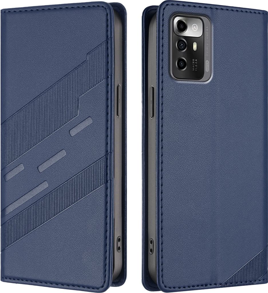Hülle für ZTE Blade A72 5G, Kunstleder Brieftaschen Handyhülle mit Kartenfach und Standfunktion Blau