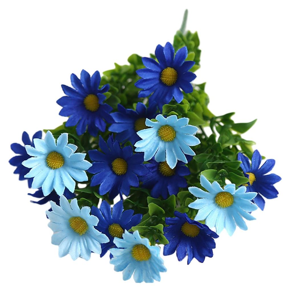 Künstlicher Blumenstrauß mit grünen Blättern, realistisch, UV-beständig, aus Kunstseide, für drinnen und draußen, Garten, Terrasse, Balkon, ...
