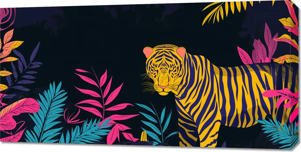 Quadro 100x50cm Tigre in Conflitto | Tela Canvas Moderna Alta Qualità