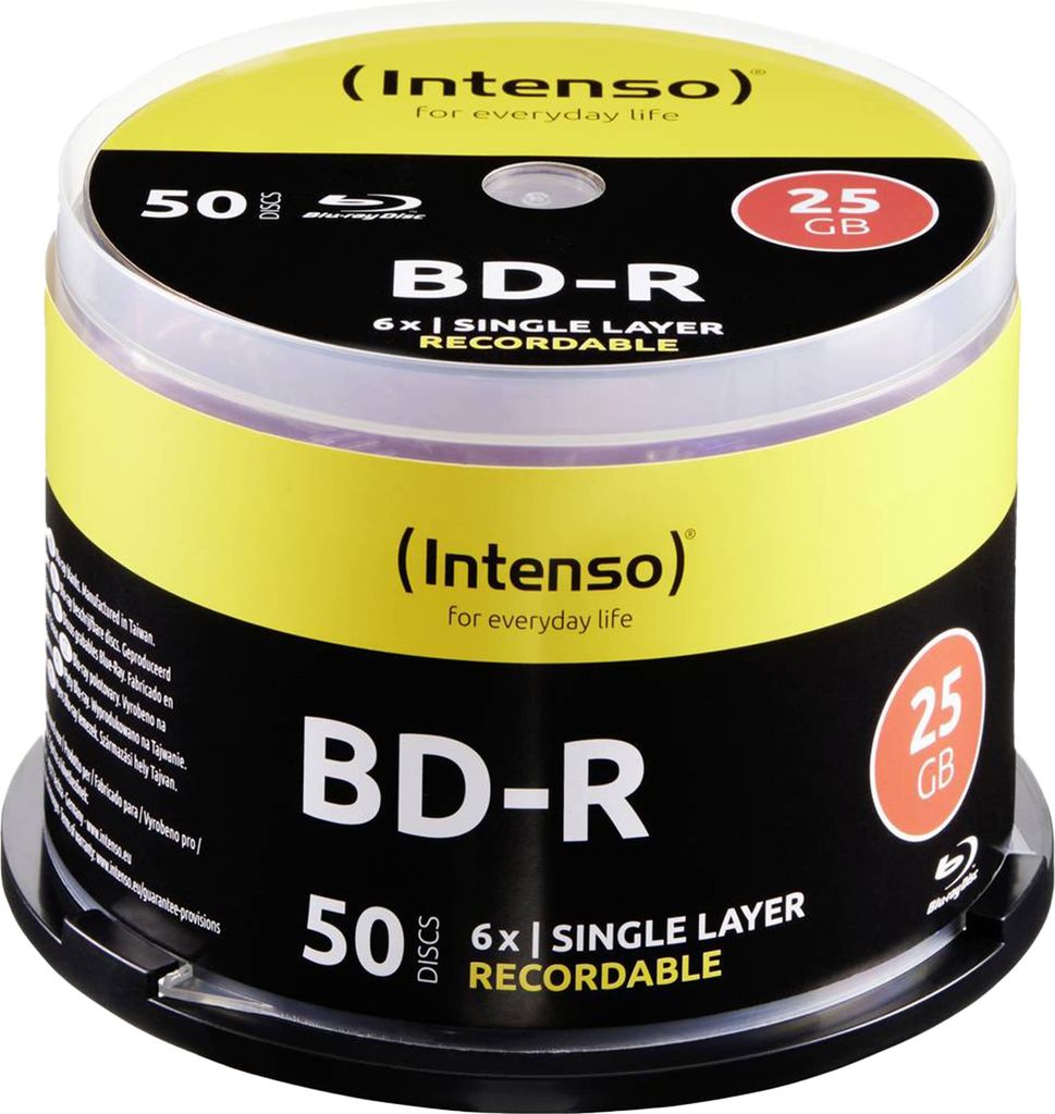 Intenso Blu-ray 25gb 6x Dvd-r 50 Einheiten One Size Produktbild