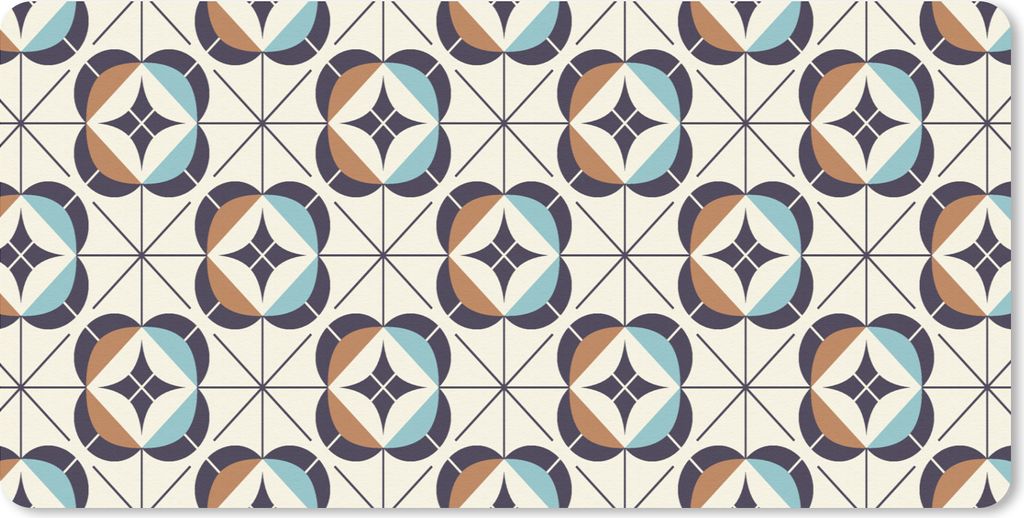 MuchoWow Mauspad Mousepad Retro - Design - Geometrie 60x30 cm - Mousepads - Maus Mat - Pad - Mausunterlage - Nachhaltig