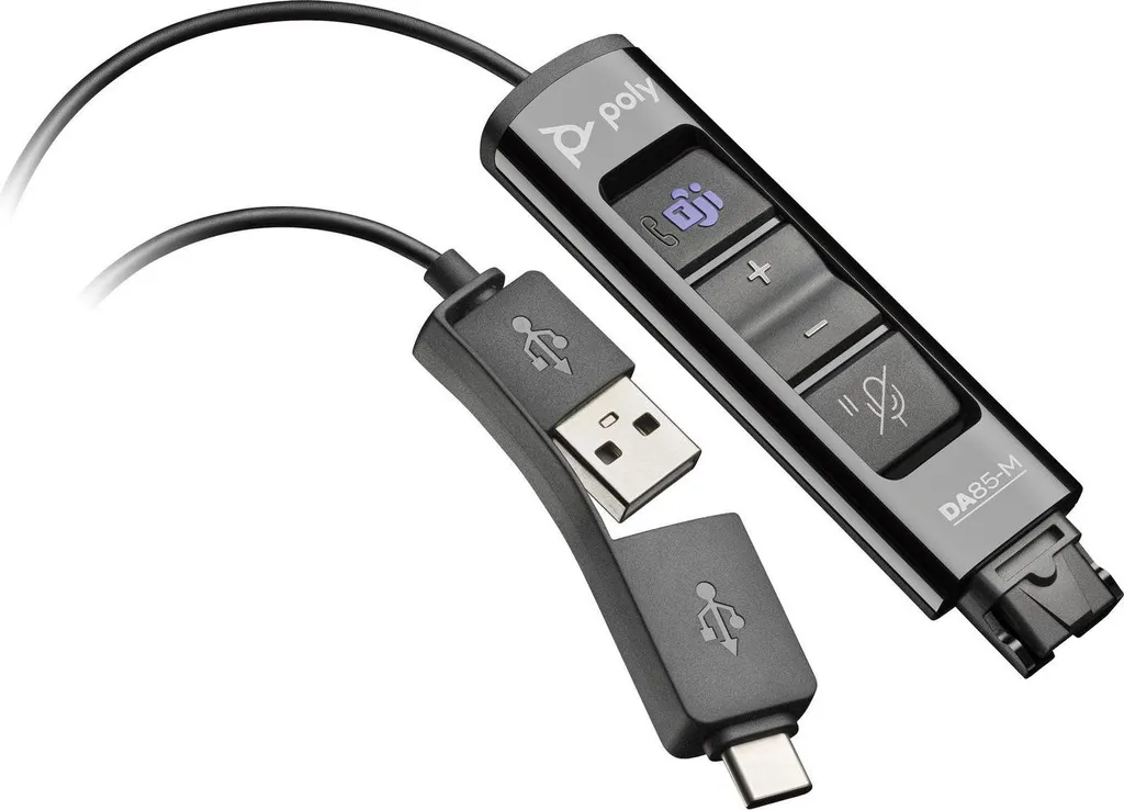 Poly DA85-M Adattatore USB-A/C per Cuffie QD | Certificato Microsoft Teams