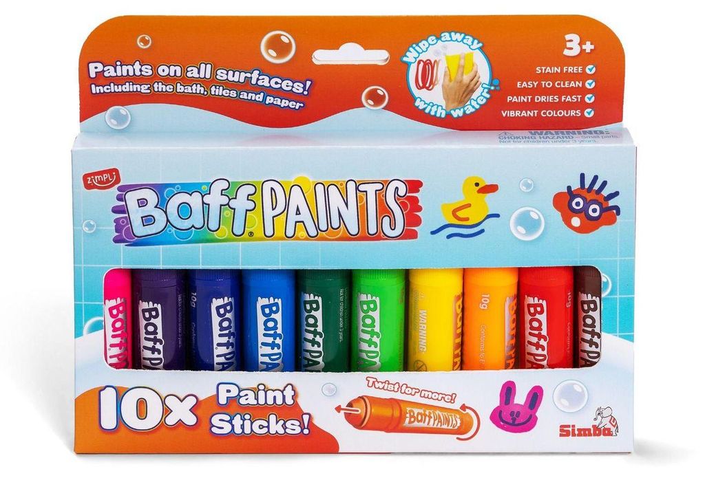 Glibbi Baff Paints mit Schablonen