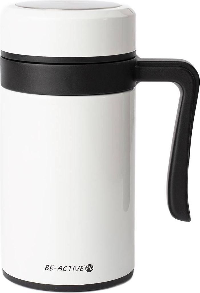 Thermobecher Mit Henkel aus Edelstahl 450 ml Becher für Kaffee und Tee unterwegs Weiß
