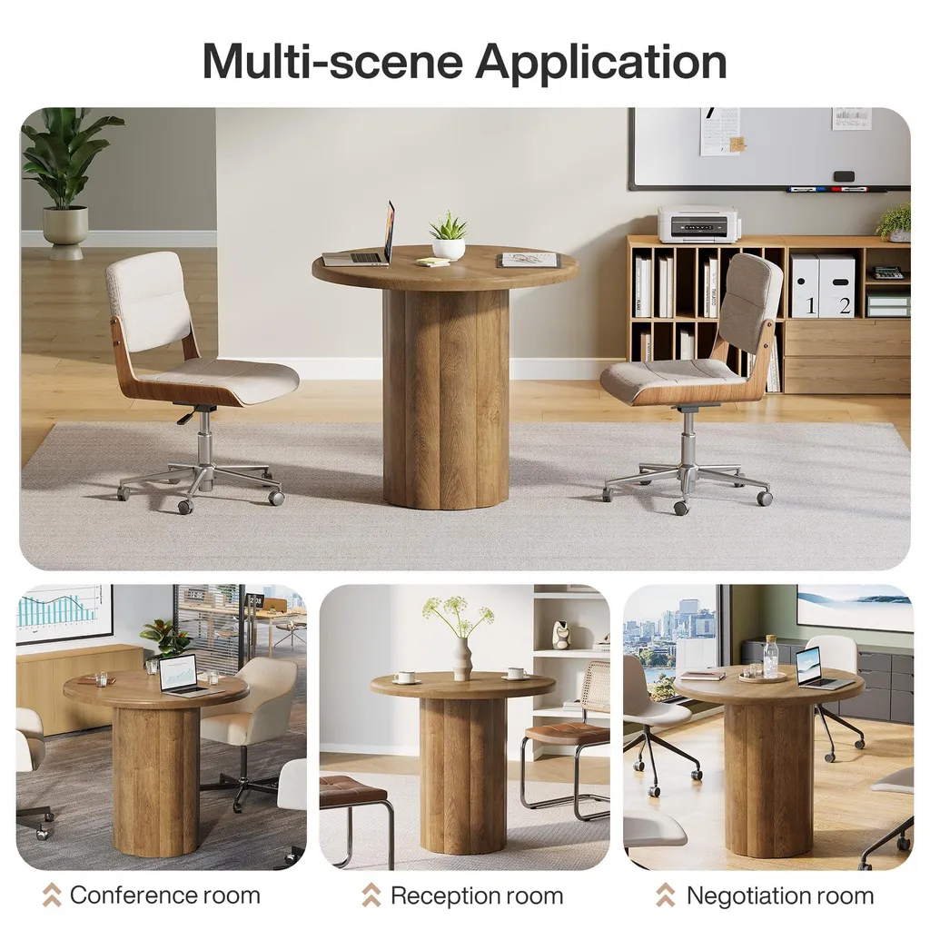 Bureau Rond 80 cm Stable et Compact - Fini les Réunions Encombrées !