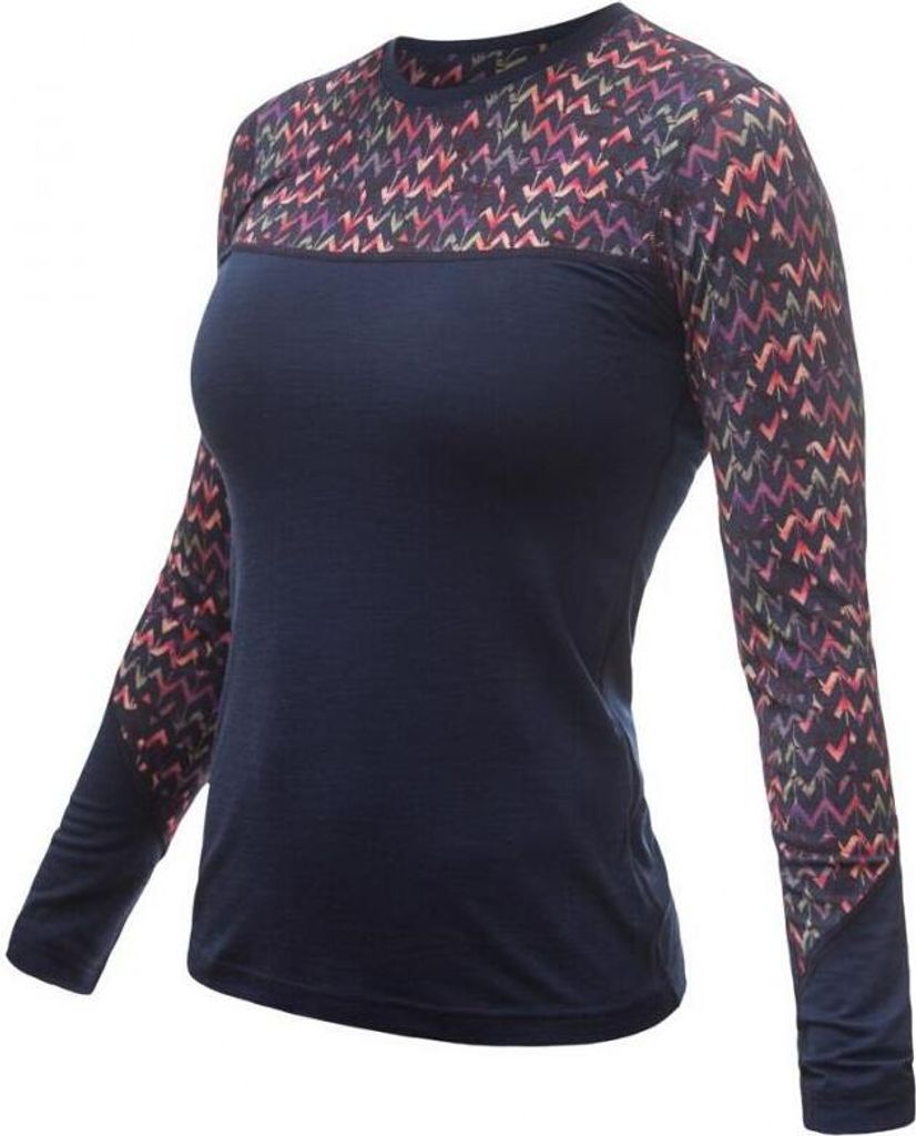 T-shirt Sensor Merino Impress Damen lang dunkelblau-origami größe L 22200031-02