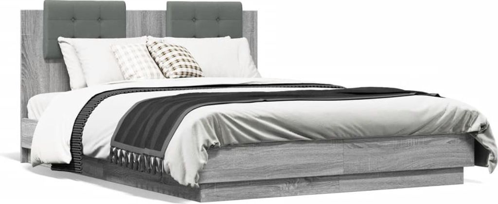 Maison Exclusive - Bettgestell mit Kopfteil Grau Sonoma 120x190 cm Holzwerkstoff