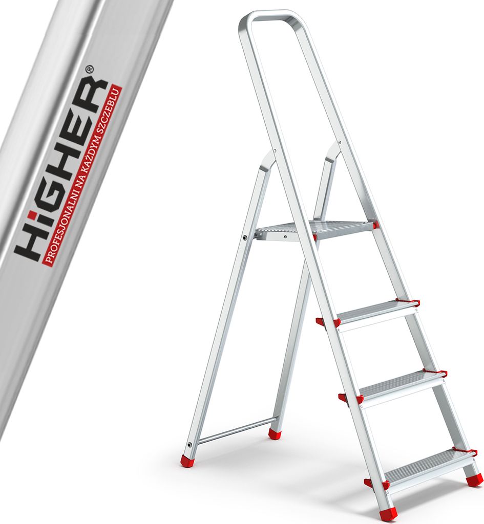 Drabina domowa aluminiowa składana HIGHER 4 stopniowa 125kg Zdjęcie produktu 