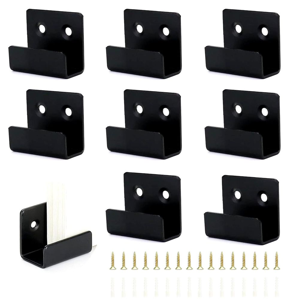 8 Stück U-Winkel Halterung zum Aufhängen, Schwarz Edelstahl für Keramikfliesen, U-Winkel Halterung mit festen Schrauben, geeignet für Wohnzimme...