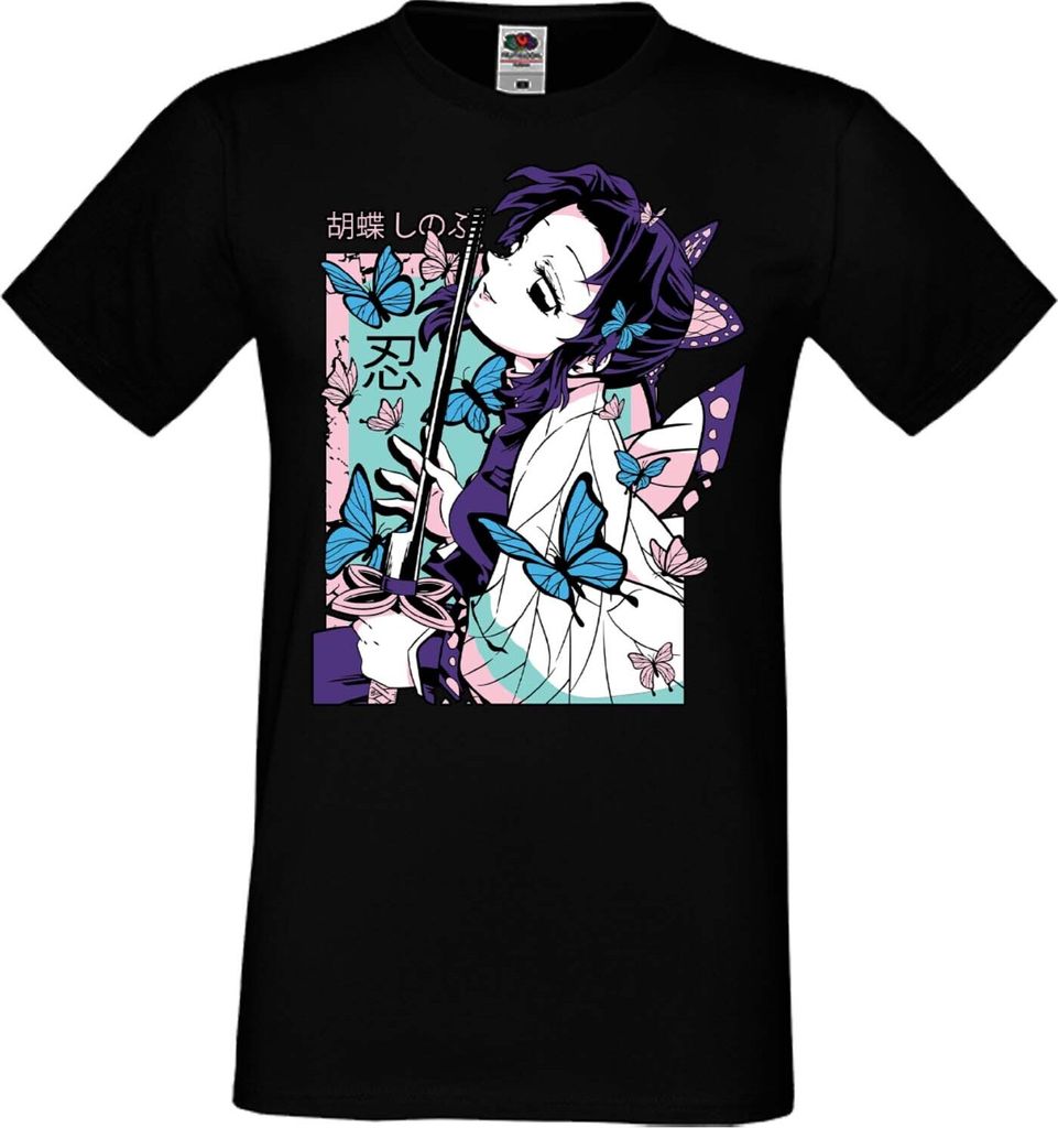 Herren T-Shirt Manga Anime Demon Anime Slayer Shinobu Kocho Shinobu, Man L / Schwarz