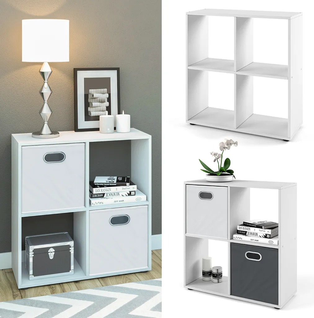 Bibliothèque cube Vicco Tetra 4 cases blanc - Rangement modulaire moderne - 2