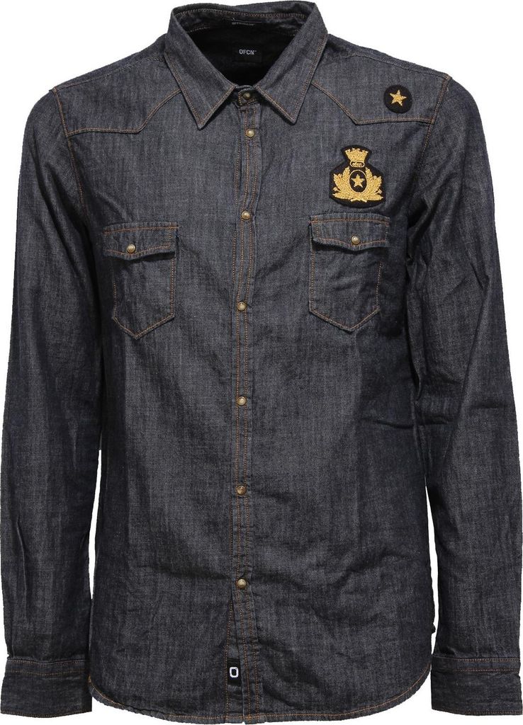 1826AA camicia uomo OFFICINA36 Baumwolle blue delave' shirt man