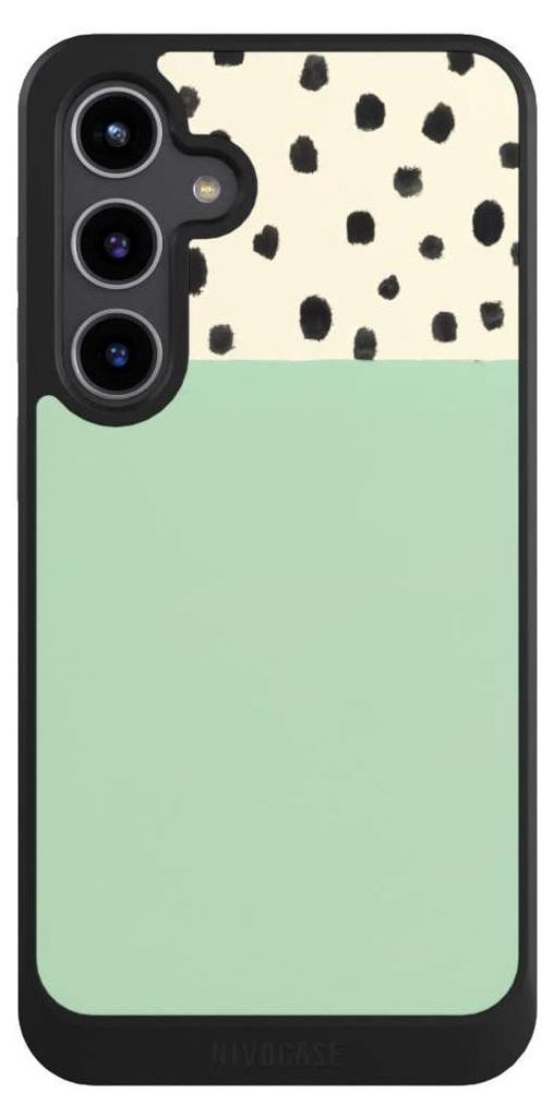 NIVOCASE Hülle für Samsung Galaxy S24+ Handyhülle NIVOcore Case Schwarz Abstrakt Boho Polka Dots