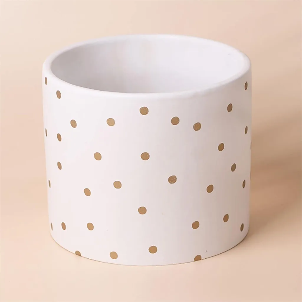 Pot de Fleurs Chic en Céramique Blanche et Or 15cm Haute Qualité
