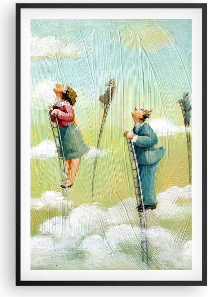 Gerahmtes Poster - Schwarzer Rahmen - Abstraktion modern - 61x91,5 cm - Wand Bild - Wanddeko - Wandbilder - Kunstposter - Wandposter - Bilderrahmen...