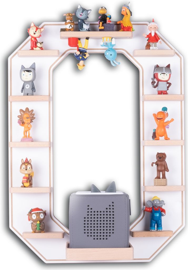 BOARTI Kinderregal Buchstabe O | hängend für Toniebox und Tonie Figuren | platzsparendes Regal | H. 54 x B. 40 x T. 19 | Wandregal Musikbox und F...