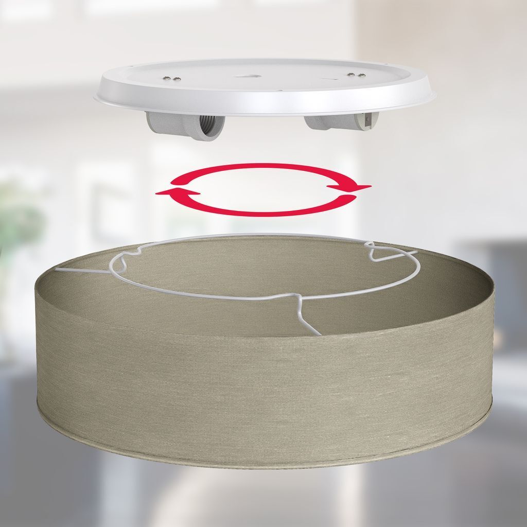 Deckenleuchte Ø30 cm - Stoffschirm, E27 Fassung, 2-flammig, Produktbild 2