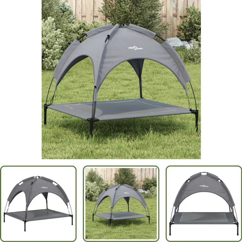 The Living Store Lettino per Cani Antracite | Letto Esterno con Tetto
