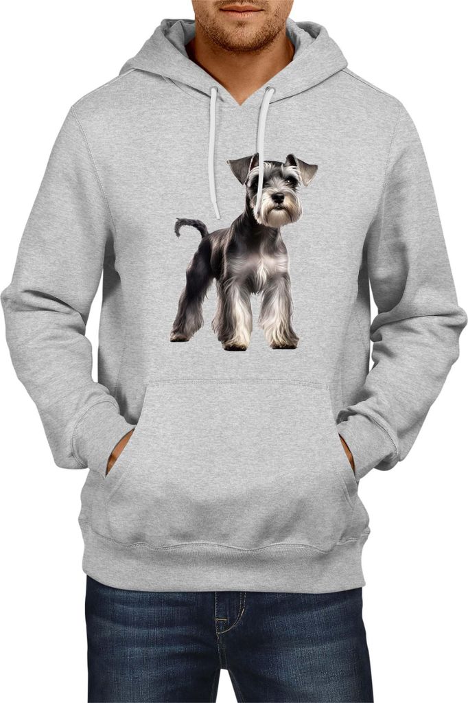 Herren Kapuzenpullover Dogs Breeds Miniature Schnazuer Dog Breed 005, Man XL / Grau