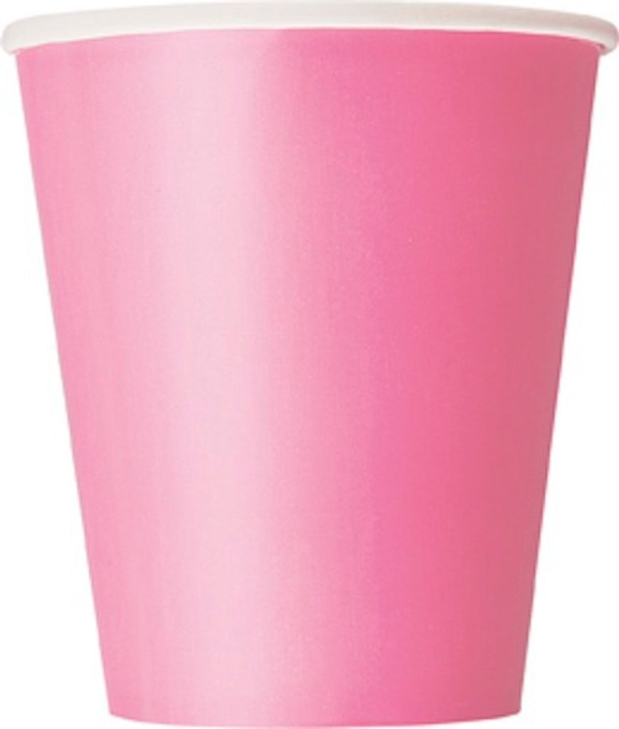 8 Stück pinke Einweg-Pappbecher mit einem Fassungsvermögen Produktbild 
