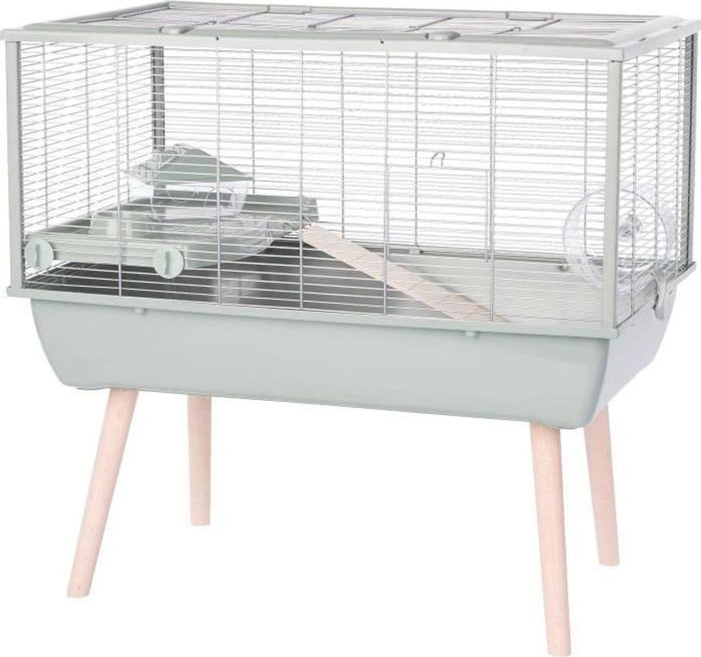 Hamsterkäfig ZOLUX Néolife, 78 x 48 x 75 cm, Grün, Erhöht mit Massivholzfüßen, Für Hamster