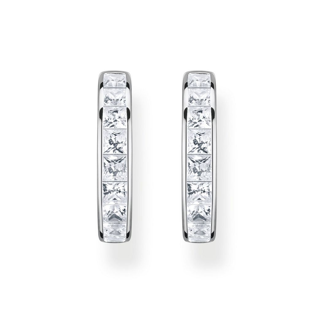 Orecchini A Cerchio THOMAS SABO In Argento 925 Con Zirconi Bianchi – Diametro 20mm, Incastonatura Baguette A Mano - 5