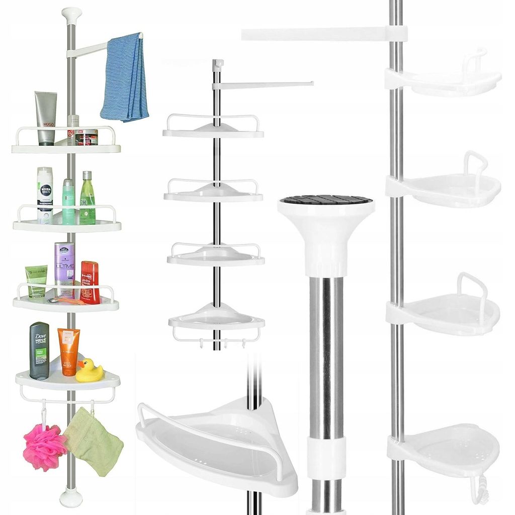 Badezimmerregal, Eckregal, Teleskopregal für Dusche und Badewanne