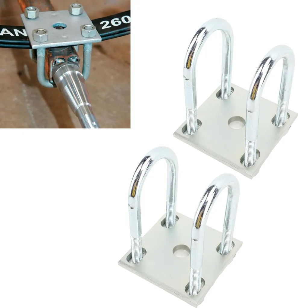 Kit de fixation essieu remorque bateau, boulons en U 50mm et plaque
