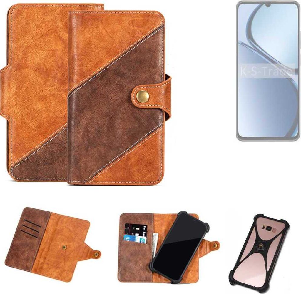 K-S-Trade Handyhülle Schutzhülle Bookstyle Case Wallet-Case kompatibel mit Realme Narzo N63 Cover Klapphülle Kantenschutz Smartphone dunkelbraun