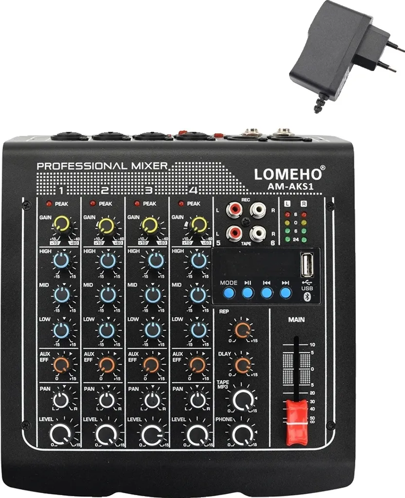 Mixer Professionale Lomeho 6 Canali: Bluetooth, USB e Registrazione