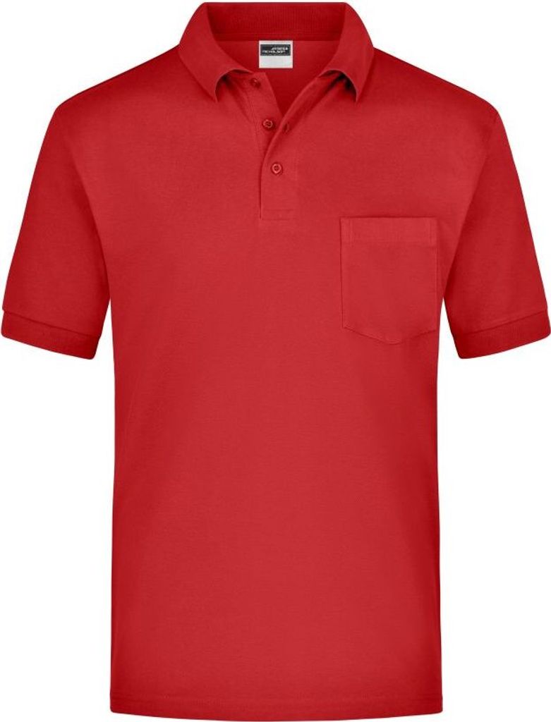 Klassisches Piqué Polohemd mit Brusttasche red, Gr. S