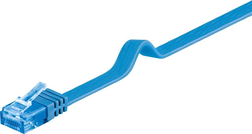 CAT 6A Flach-Patchkabel, U/UTP, blau Kupferleiter (CU)