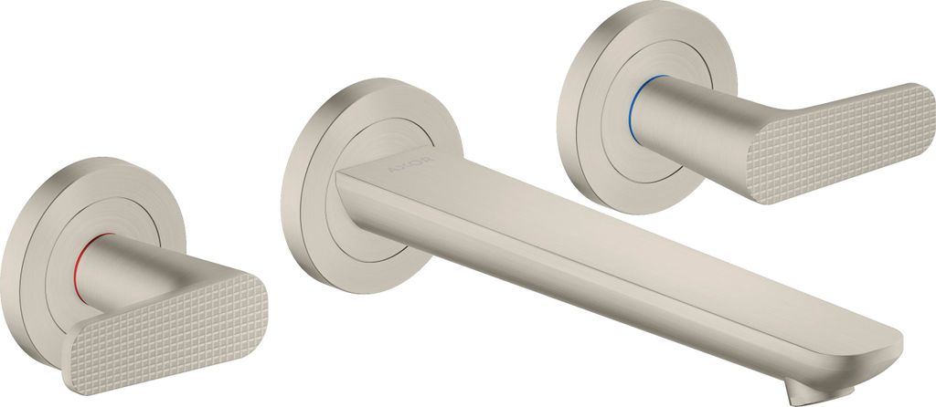 hansgrohe AXOR Citterio C 3-Loch Waschtischarmatur Unterputzmodell für Wandmontage, Auslauf 195mm, Cubic cut, 49071800