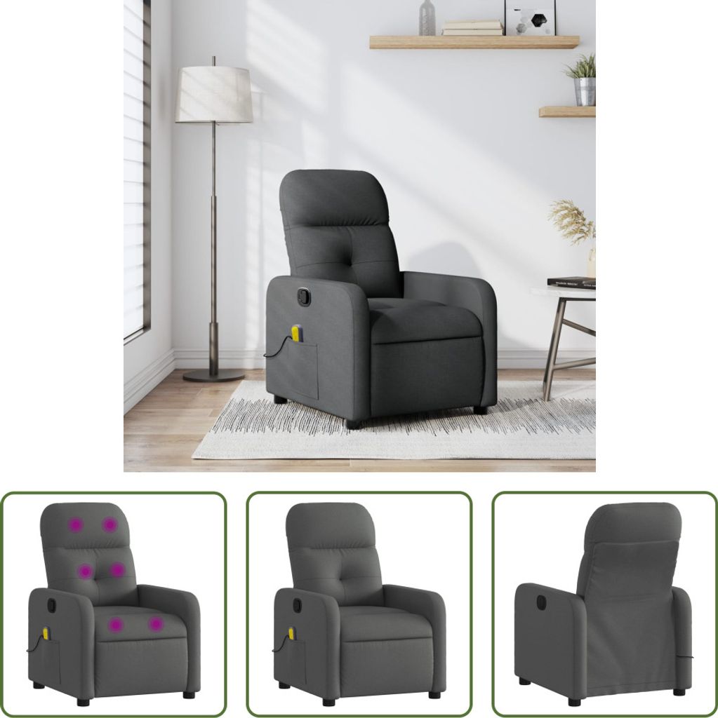 The Living Store Massagesessel Dunkelgrau Stoff