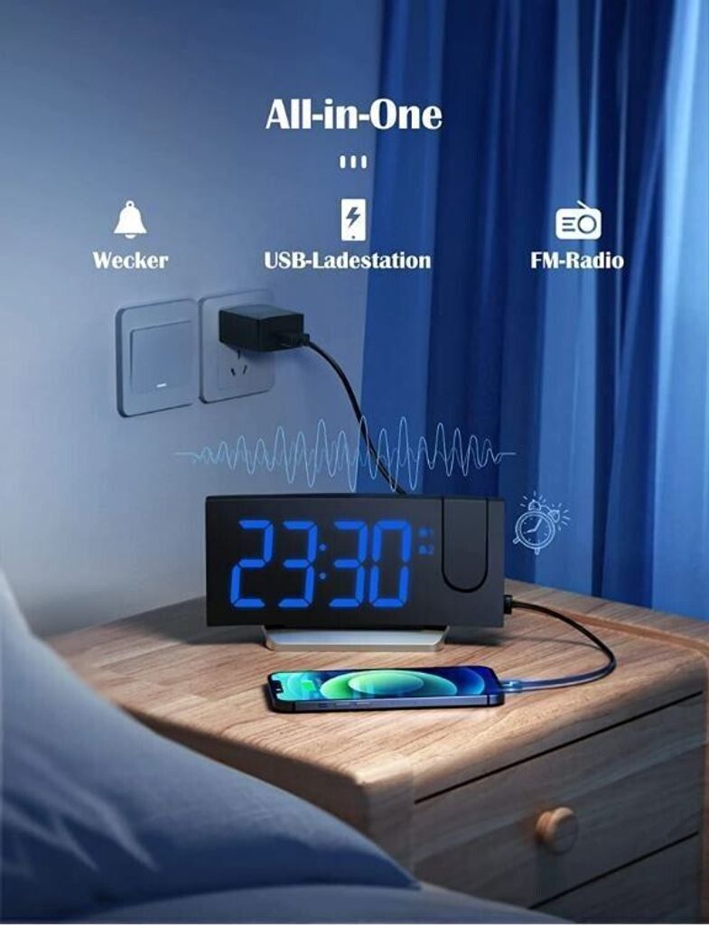 Radiowecker,Digital Wecker mit Projektion Produktbild 4