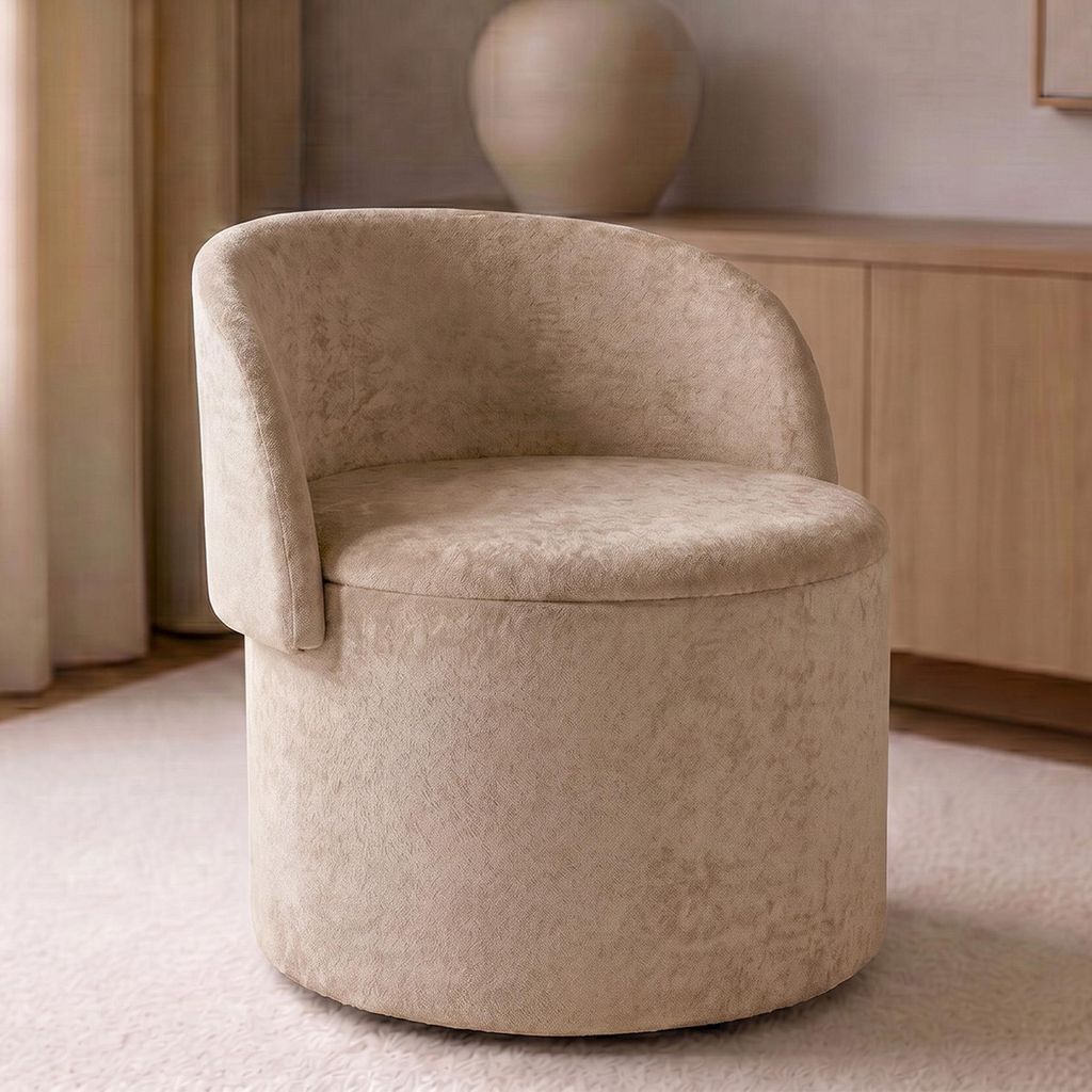 riess-ambiente Sessel LUNA 65cm champagner greige Bouclé Polsterhocker mit klappbarer Rückenlehne Stauraum
