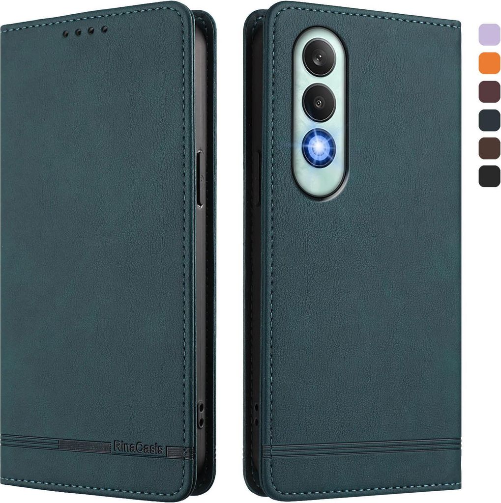 Hülle für OnePlus Nord CE4, Retro Kunstleder Ständer Klapphülle mit Kartenfächer und Magnetische Grün