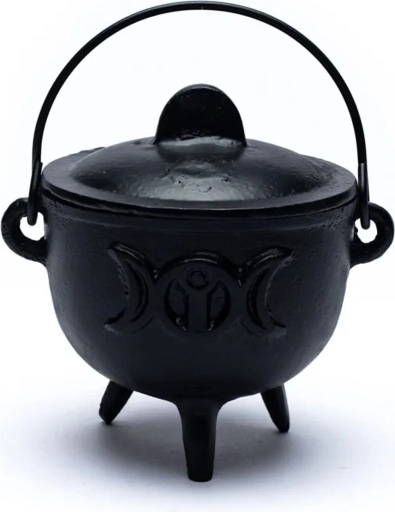 Chaudron de Sorcière en Fonte pour Fumigation et Rituels de Lune 12 cm