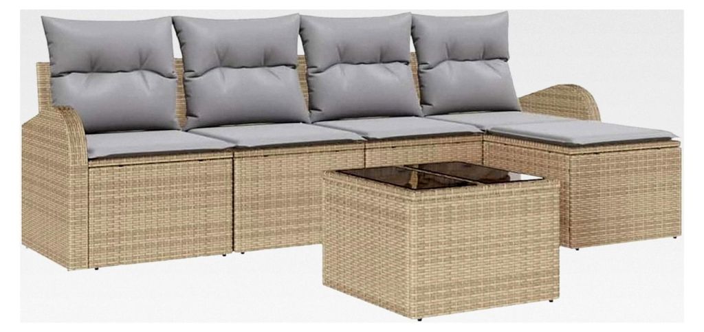 Garten-Sofa-Set Modern | Poly Rattan & Stahl | Bequeme Kissen | Modular & Flexibles Modell
