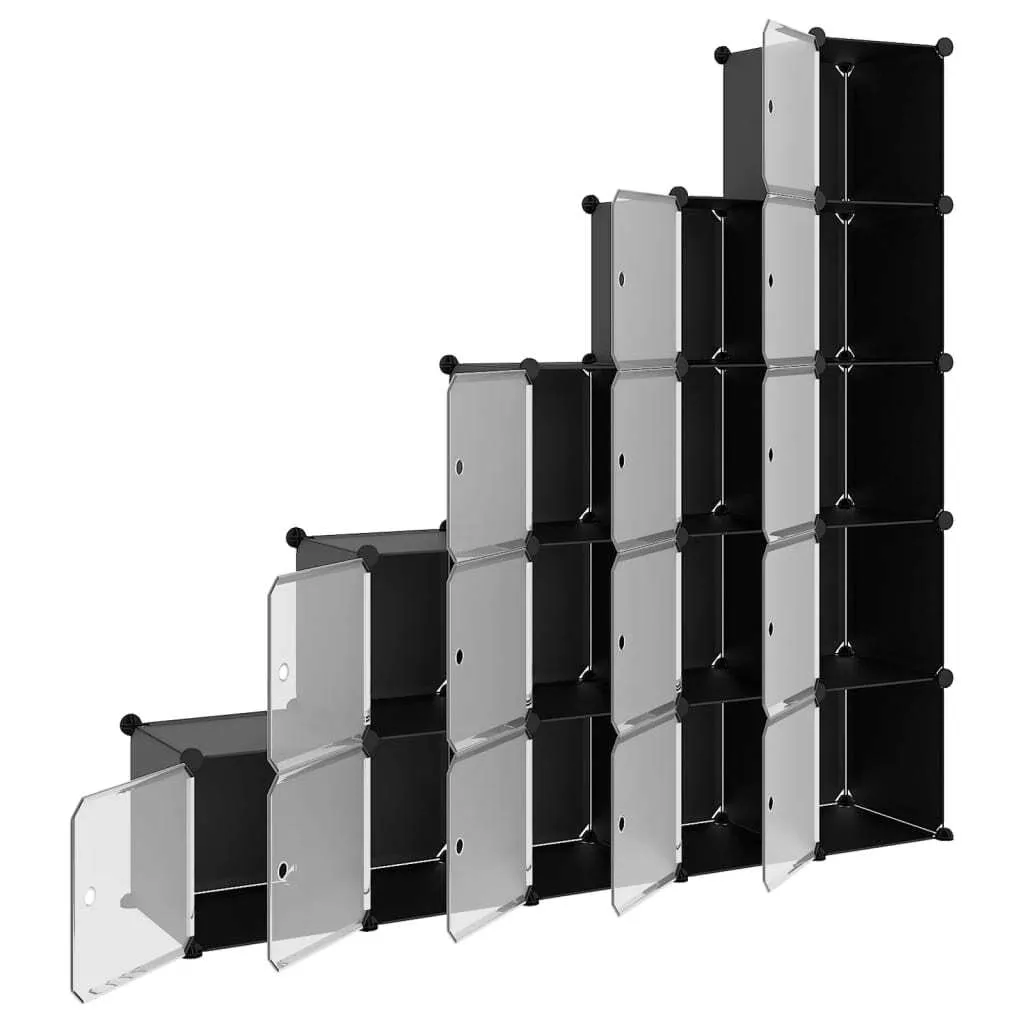 Étagère modulable 15 compartiments pour vêtements et chaussures Noir en PP - 4