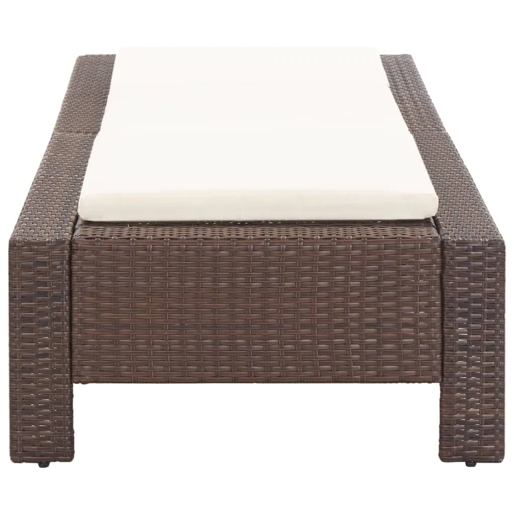 Chaise longue vidaXL en poly rotin marron avec support ergonomique