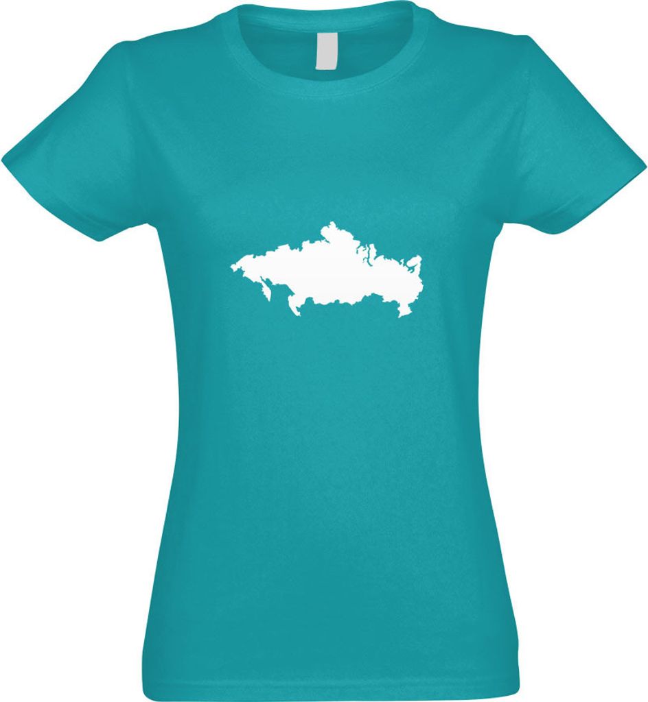 Kiwistar - T-Shirt tailliert - Damen - türkis - Russland Umriss Kontur - mit Motiv Bedruckt - Funshirt Design - Sport - Freizeit - Damen - L