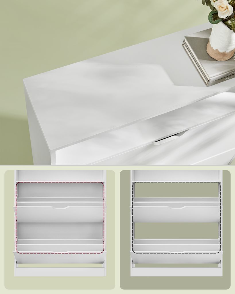 VASAGLE skříňka na boty 2 klapky výklopný botník 24x80x102 Obrázek produktu 3