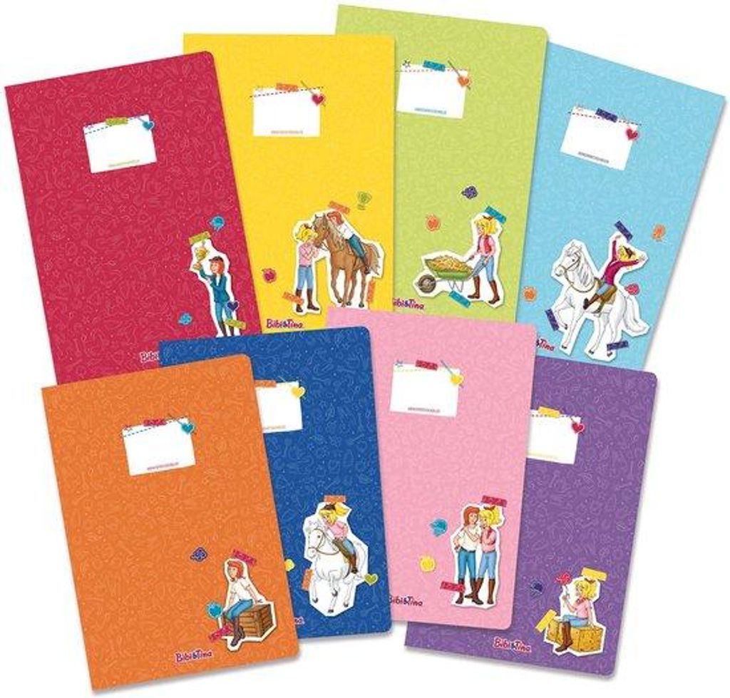 Kartonnen mappen DIN A4 für Kinder | 350g/m² | Bibi und Tina Muster | Set 4