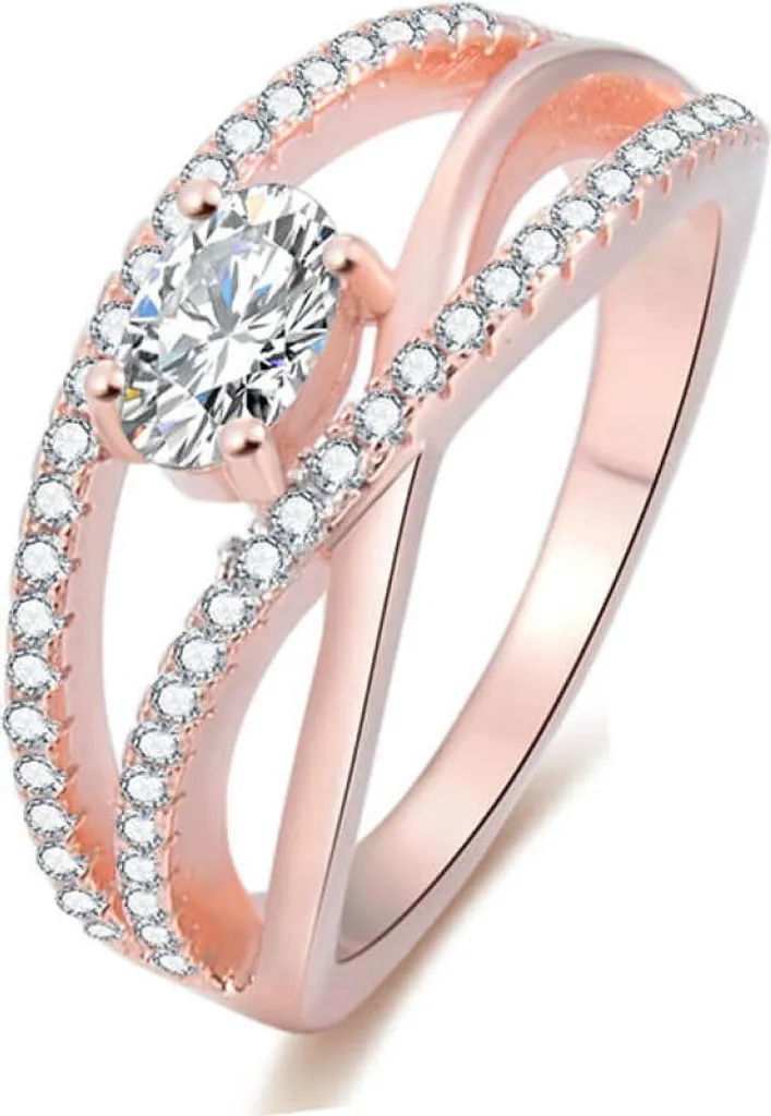 Bague Argent Anti-Ternissement Doré Rose et Zircon 58 mm - Durable