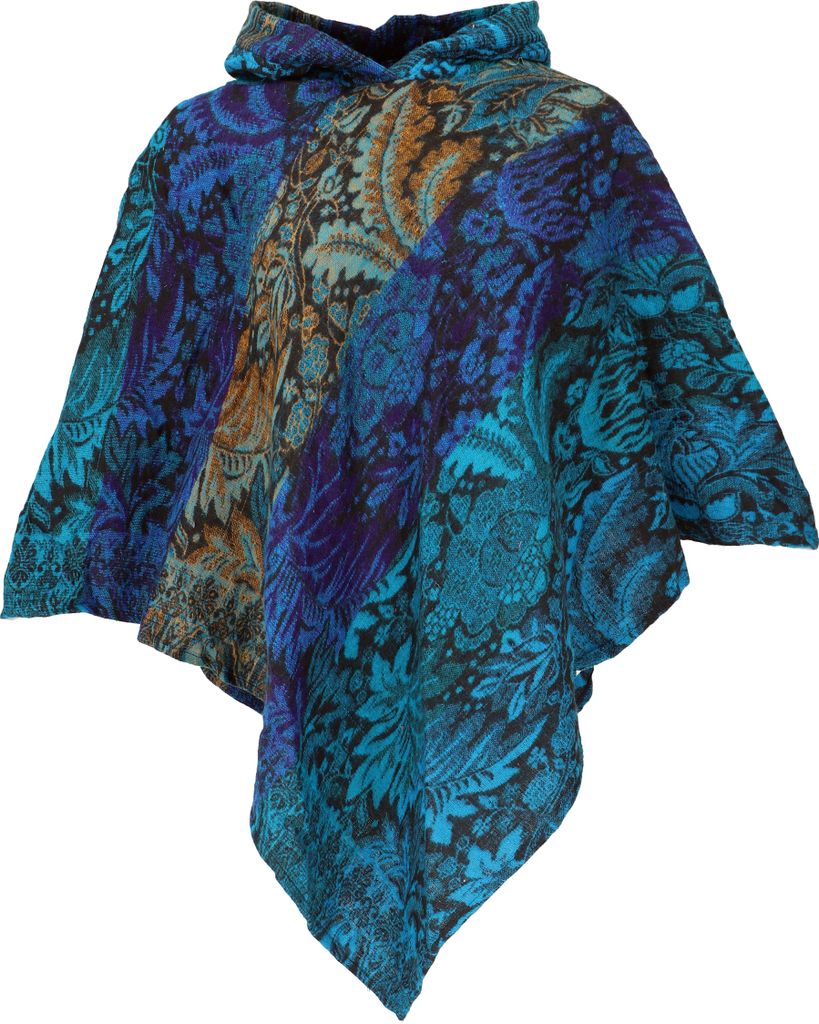 Poncho mit Kapuze, Goa Hippie, Boho Poncho - Produktbild 