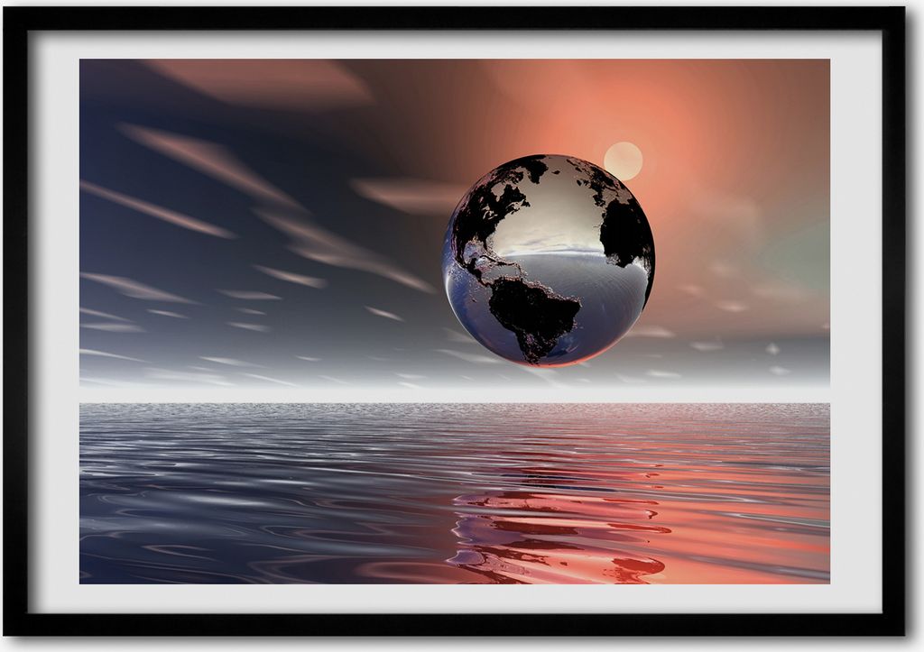 Bild - Bilderrahmen - 100 cm x 70 cm - MDF - Rahmen - Foto - Wandkunst Planet Erde